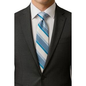 EXPRESS Necktie Mens‎ Blue Light Blue White Striped Classic Business Casual